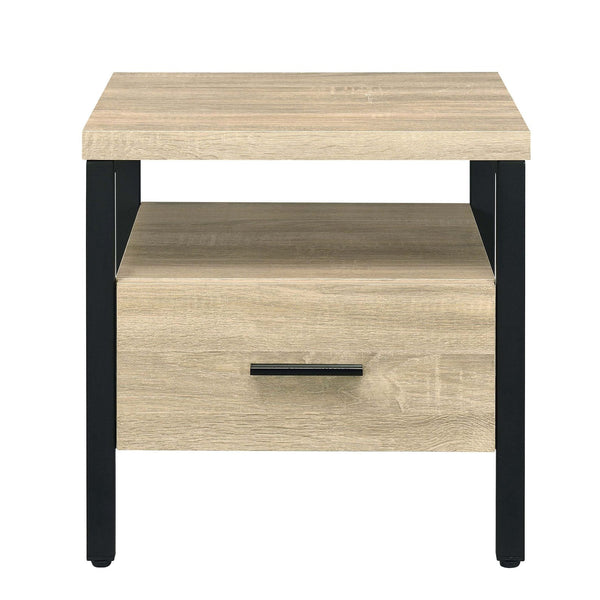 English Elm Oak Slim 1-Drawer Accent Table with Open Shelf and Metal Legs - Versatile Nightstand for Living Room hallway décor B062P186480