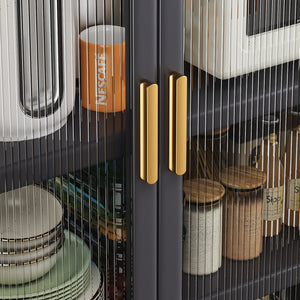 English Elm Open-door Vertical Kitchen Storage Cabinet with Microwave Shelf, Bakers Rack, 250KG Capacity Wheels Grey W509P164655