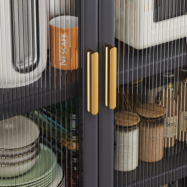 English Elm Open-door Vertical Kitchen Storage Cabinet with Microwave Shelf, Bakers Rack, 250KG Capacity Wheels Grey W509P164655