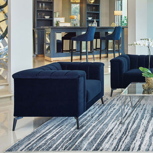 English Elm Darci Overscaled Houndstooth Accent Chair - Pleated English Arms, Plush Seating, Turned Legs, Grey Upholstery B062P340747