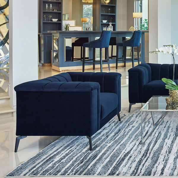 English Elm Darci Overscaled Houndstooth Accent Chair - Pleated English Arms, Plush Seating, Turned Legs, Grey Upholstery B062P340747