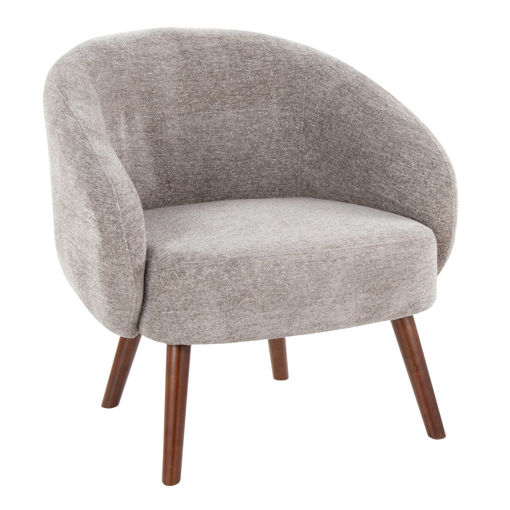 English Elm Ashland Grey Fabric Lounge Chair with Walnut Legs — Contemporary Padded Accent Seat, 250 lb Limit B202P223830