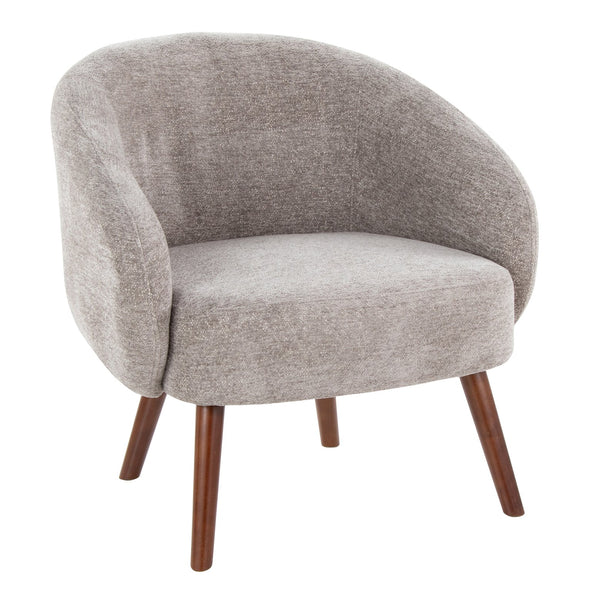 English Elm Ashland Grey Fabric Lounge Chair with Walnut Legs — Contemporary Padded Accent Seat, 250 lb Limit B202P223830