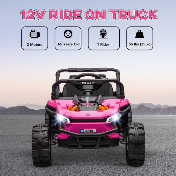 English Elm Qaba 12v Dual Motor Kids Ride on Utv Off Road Electric Car with Remote Control Pink W2225P249881