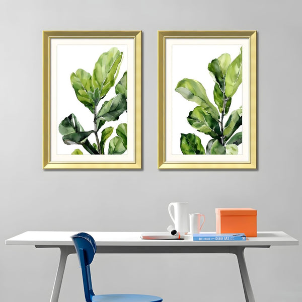 English Elm Set Of 3 Green Leaf Botanical Wall Art Prints – Modern Framed Decor For Living Room & Bedroom 20X28" T3976P383233-GIGA