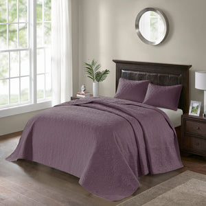 English Elm Reversible Madison Park Quebec Quilt Set King/Cal King - Cottage-Style Textured Stitching, Antimicrobial Freshness Purple 17.72 L x 15.35 W x 7.87 H B03597546
