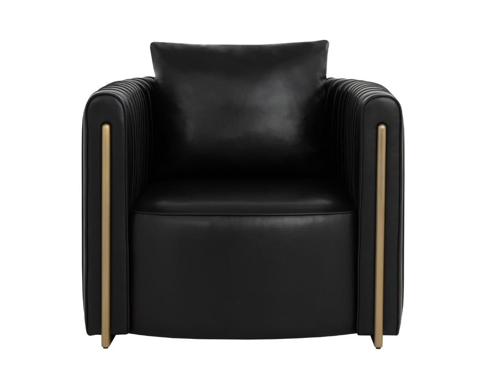 Sunpan ALIX Lounge Chair - Modern Glamour in Luxurious Cantina Black with Elegant Gold Trim & Comfort 111518