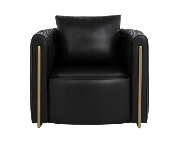 Sunpan ALIX Lounge Chair - Modern Glamour in Luxurious Cantina Black with Elegant Gold Trim & Comfort 111518