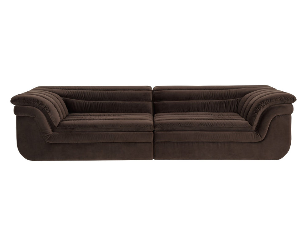 Sunpan BELLO Sofa - Luxurious Diamond Mink Upholstery with Curvaceous Design for Modern Living Spaces 112483