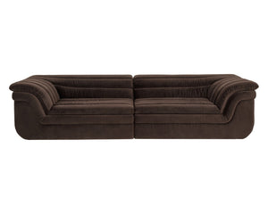 Sunpan BELLO Sofa - Luxurious Diamond Mink Upholstery with Curvaceous Design for Modern Living Spaces 112483