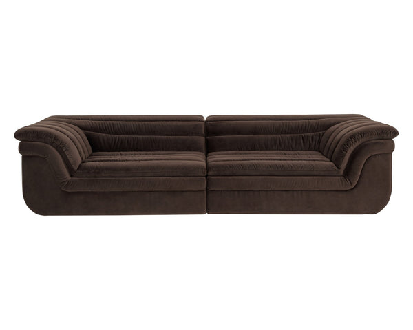Sunpan BELLO Sofa - Luxurious Diamond Mink Upholstery with Curvaceous Design for Modern Living Spaces 112483