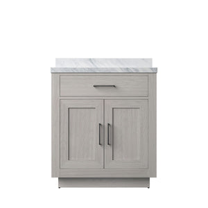 English Elm White Oak Single-Sink Vanity With Luxurious Carrara Marble Top – Compact, Stylish, Durable Design B2731P257660-GIGA
