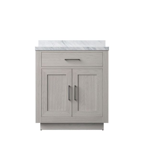 English Elm White Oak Single-Sink Vanity With Luxurious Carrara Marble Top – Compact, Stylish, Durable Design B2731P257660-GIGA