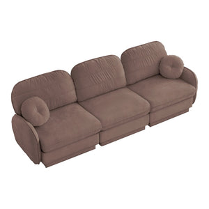 English Elm 105"chenille Cloud Sofa Quilted Plush Three Seater with Deep Cushions for Living Room Rose Dust W714S01777