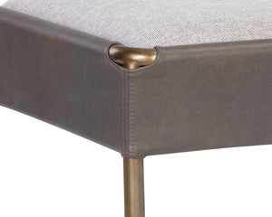 Sunpan Bellevue Upholstered Bench with Antique Brass Frame - Stylish, Unique Textures for Modern Spaces Belfast Heather Grey / Bravo Ash