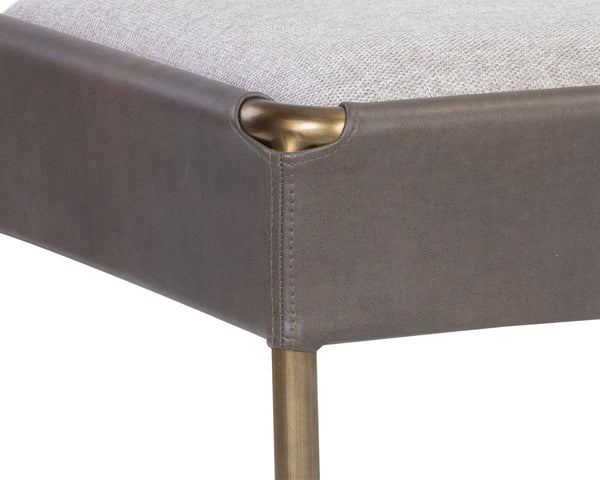 Sunpan Bellevue Upholstered Bench with Antique Brass Frame - Stylish, Unique Textures for Modern Spaces Belfast Heather Grey / Bravo Ash
