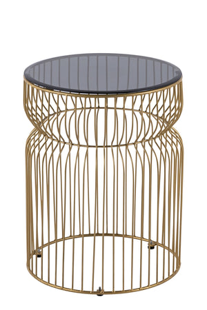 English Elm ET901 Sleek Contemporary Metal Frame End Table with Tinted Tempered Glass Top, 21" Height, Modern Accent Gold B009P306193