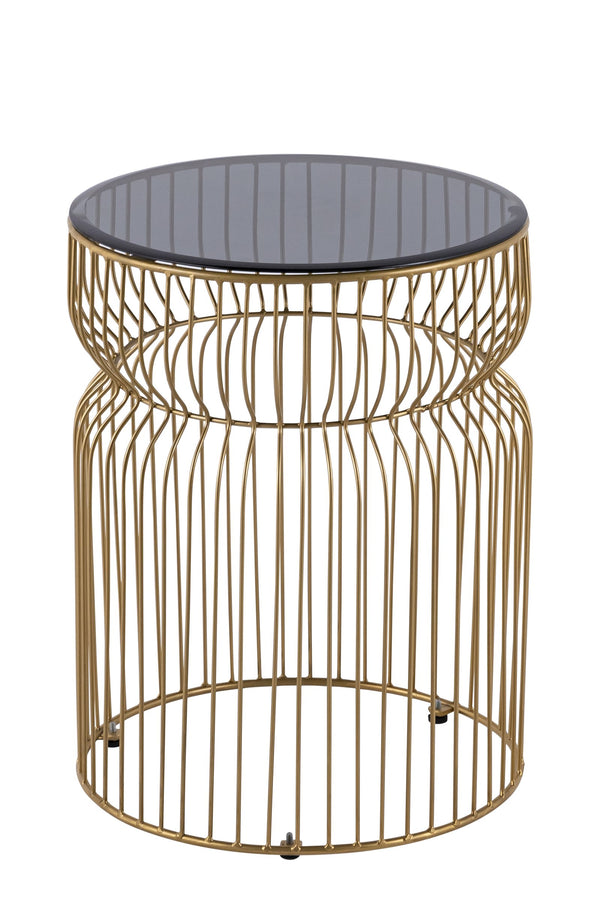 English Elm ET901 Sleek Contemporary Metal Frame End Table with Tinted Tempered Glass Top, 21" Height, Modern Accent Gold B009P306193
