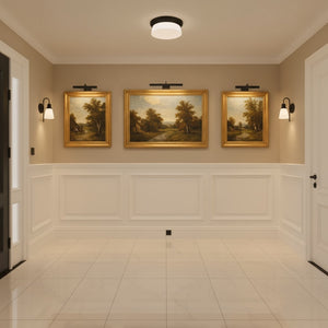 English Elm 11 Inch Matte Black Flush Mount Integrated Led Dimmable Ceiling Light for Modern Interiors B370P399118