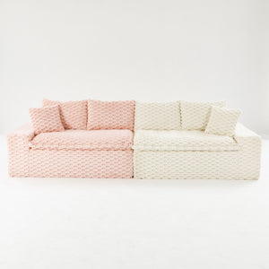 English Elm Luxury Color-Block Turtle Velvet Sofa - Modular Comfort For Stylish Living Rooms & Cozy Gatherings W3371S00047