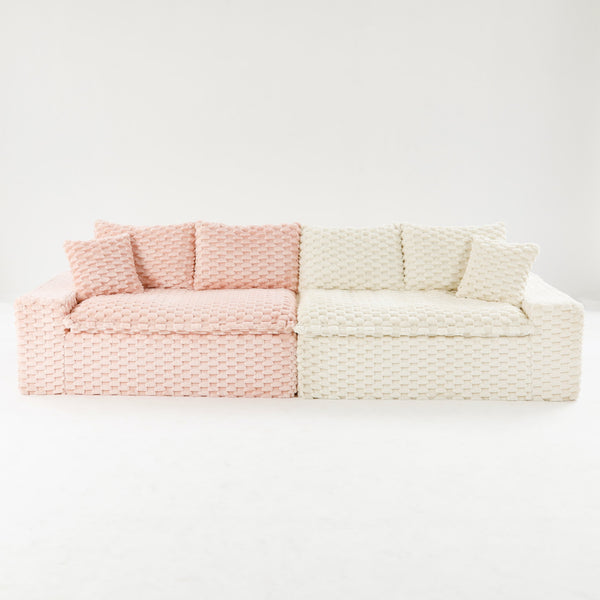 English Elm Luxury Color-Block Turtle Velvet Sofa - Modular Comfort For Stylish Living Rooms & Cozy Gatherings W3371S00047
