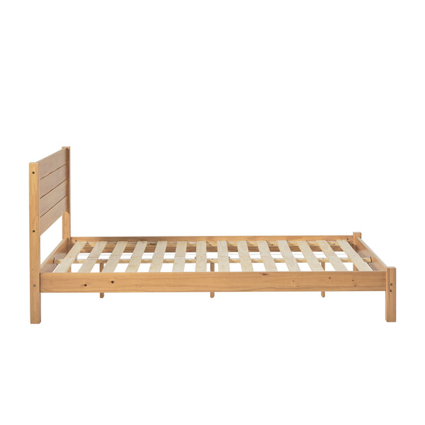 Isla Minimalist Queen Bed Frame - Sustainably Crafted Solid Pine Wood with Simple Boho Headboard