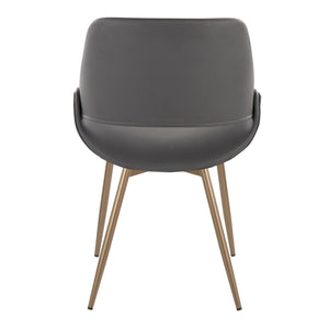 English Elm Fabrico Contemporary Accent Chair with Antique Copper Legs and Plush Faux Leather Upholstery Set Grey B202S01241