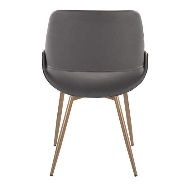 English Elm Fabrico Contemporary Accent Chair with Antique Copper Legs and Plush Faux Leather Upholstery Set Grey B202S01241