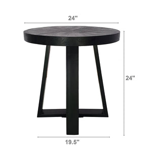 English Elm D23.5x24.5" Modern Black Coffee Table with Rounded Top & Overlapping Cross-Leg Frame, 23D x16H Stylish Accent W2078P291776