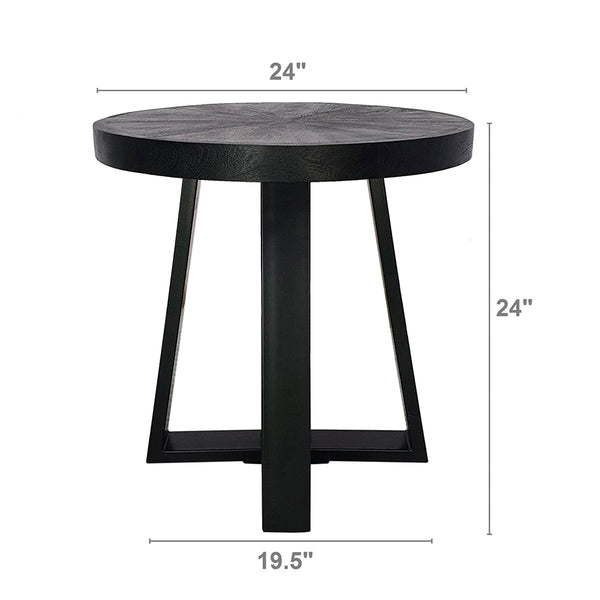 English Elm D23.5x24.5" Modern Black Coffee Table with Rounded Top & Overlapping Cross-Leg Frame, 23D x16H Stylish Accent W2078P291776