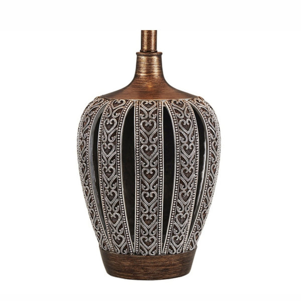 English Elm 28.25" Everly Polyresin Table Lamp Brown Finish with White Drum Shade, UL Listed, 3-Way Dimmer B072116210