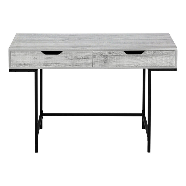 English Elm Computer Desk - Contemporary 48" Grey Laminate With Black Metal Frame, Stylish Storage Drawers, Modern Home Office B2710P219839