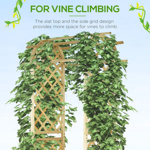 English Elm Outsunny Wooden Garden Arbor with Bench and Trellis for Climbing Vines, 2-Person Outdoor Seating Natural Wood W2225P217551