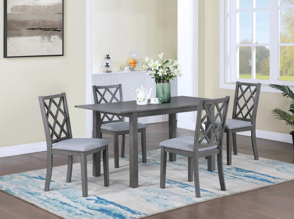 English Elm Carmine5-piece Extendable Wood Dining Set Gray Finish Cushioned Chairs Modern Room B2749S00332
