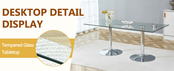 English Elm Table and Chair Set Extendable Mdf Round Oval Dining with 6 Gray Pu Seats Dark Gray,Silver,Transparent W1151S04550