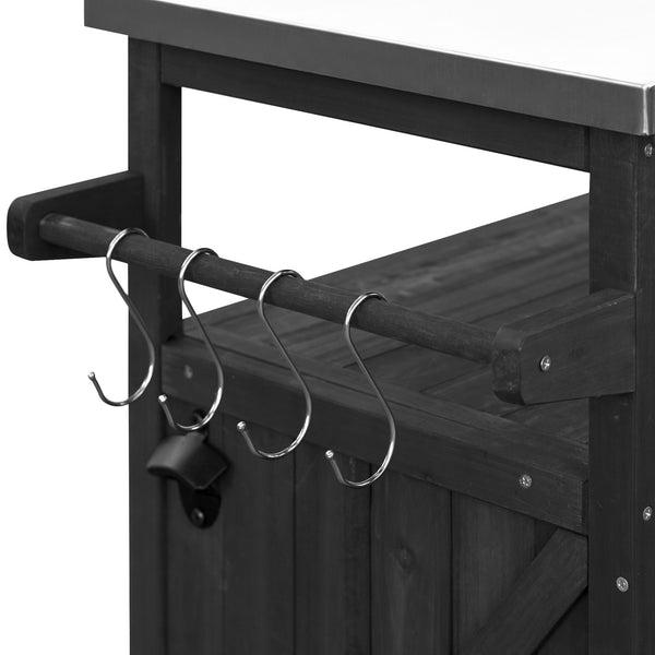 English Elm K&K Outdoor Kitchen Island Rolling Bar Cart with 1.2" 201 Stainless Top, Lockable Wheels, Spice Rack N707P235043B