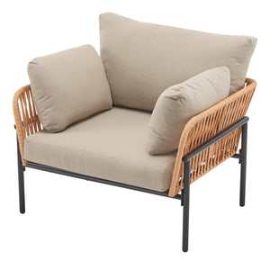 English Elm Christopher Knight Home® - [Set Of 2] 36" Beige Rope Iron Lounge Chairs With Cushions - Perfect For Indoor & Outdoor Spaces N767P237035N_2