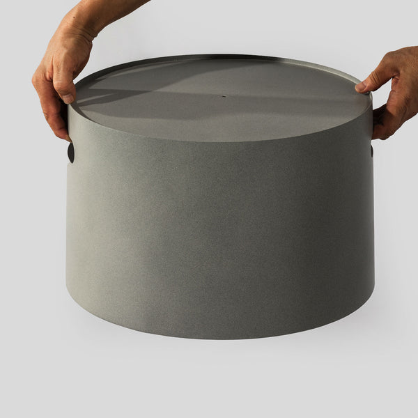 English Elm Steel Grey Outdoor Propane Tank Cover Hideaway Side Table Steel Split Design Concrete Look Patio Storage and Holder W853P202182