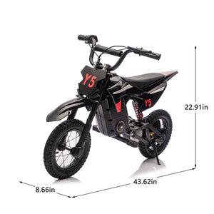 English Elm 24v 250w Kids Off-road Electric Motorcycle with Led Lights Bluetooth and Rear Suspension W1578P203984