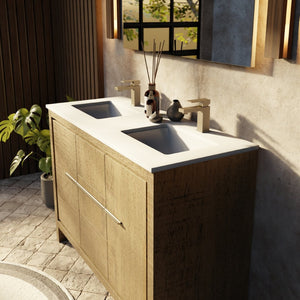 English Elm Rustic Acacia Double Bath Vanity 48" W X 20" D With Cultured Marble Top & Gun Metal Faucet Set B2731P259411-GIGA