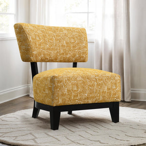English Elm Contemporary Sculpted Barrel-Back Arm Chair with Smooth Casters, Neutral Textured Upholstery, Stylish Accent Seating Yellow 38 L x 29 W x 35 H B2741P401424