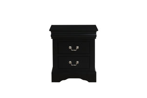 English Elm Louis Black Finish Philippe III Nightstand with 2 Drawers, Brushed Nickel Handles, Durable Dovetail Construction B2726P257333