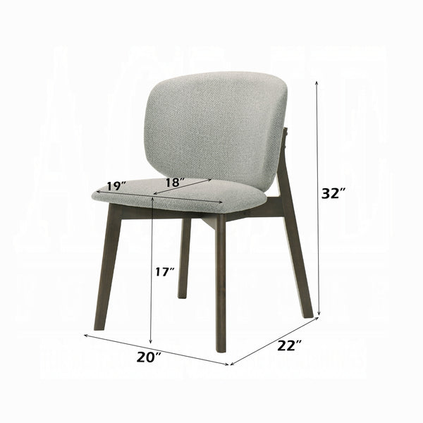 English Elm Casual Gray Chenille Dining Chairs Set of 2 — Curved Wraparound Backrest, Cushioned Seat, Solid Rubberwood Legs B2741P345936
