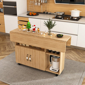 English Elm Multi-Functional Folding Table with Wheels and Hidden Shelves, 47" Space-Saving Desk for Small Rooms Walnut W2700P342542