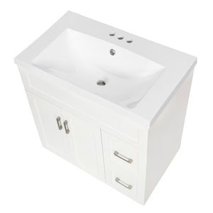 English Elm [video] 30 Inch Freestanding Bathroom Vanity with Soft Close Drawers and Resin Sink N729P396833K