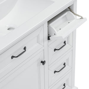 English Elm Christopher Knight Home® - 36" Bathroom Vanity with Ceramic Sink, Soft-Close Doors, 4 Drawers & Ample Storage, Freestanding White N759P223021K