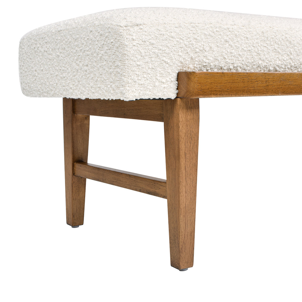English Elm Jennifer Taylor Home - Billie Sustainable 52" Modern Telephone Bench with Sliding Shelf, Ivory Boucle Seat, Solid Rubberwood B2719P238470