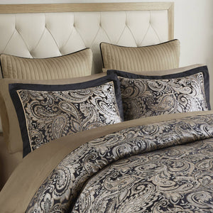JLA Home Madison Park - 12 Jacquard Paisley Comforter Set with Reversible Quilt, 100% Cotton 200TC Sheets & Luxe Accents MP10-335