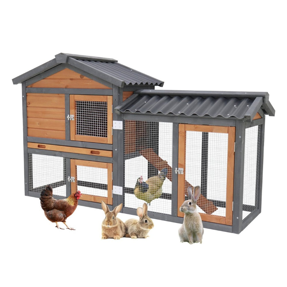 English Elm Three Story Solid Wood Outdoor Cat Villa with Balcony Weatherproof Feral Shelter W1431P284964