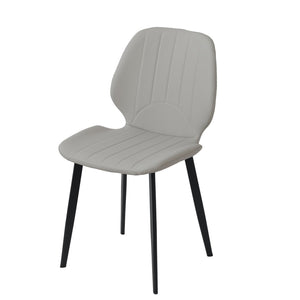 English Elm Modern Faux Leather Dining Chairs with Matte Black Legs Set of Two Gray Seating W1535P449724
